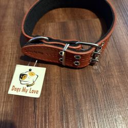 Leather Dog Colllar Size 18””-22” W1.5” Padded 