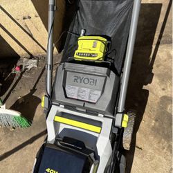 RYOBI 40V HP Brushless 20 in. Cordless Battery Walk Behind Push Mower with 5.0 Ah Battery and Charge