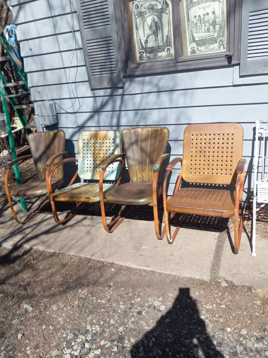 4 Metal Antique Motel Chairs