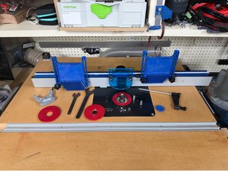 Kreg router table setup with Dust Right enclosure & Bosch router