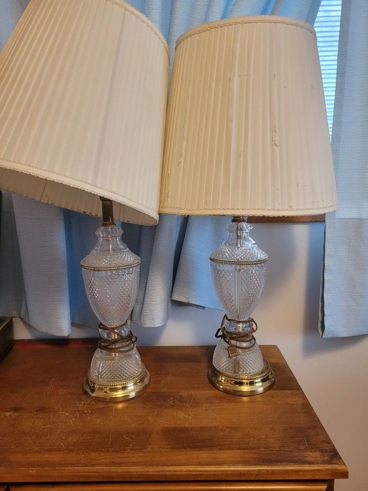 Vintage Crystal Lamp Set