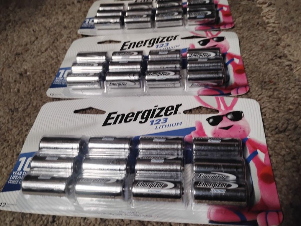 Lot of 3 New Energizer 123 Lithium 12-Pack Batteries