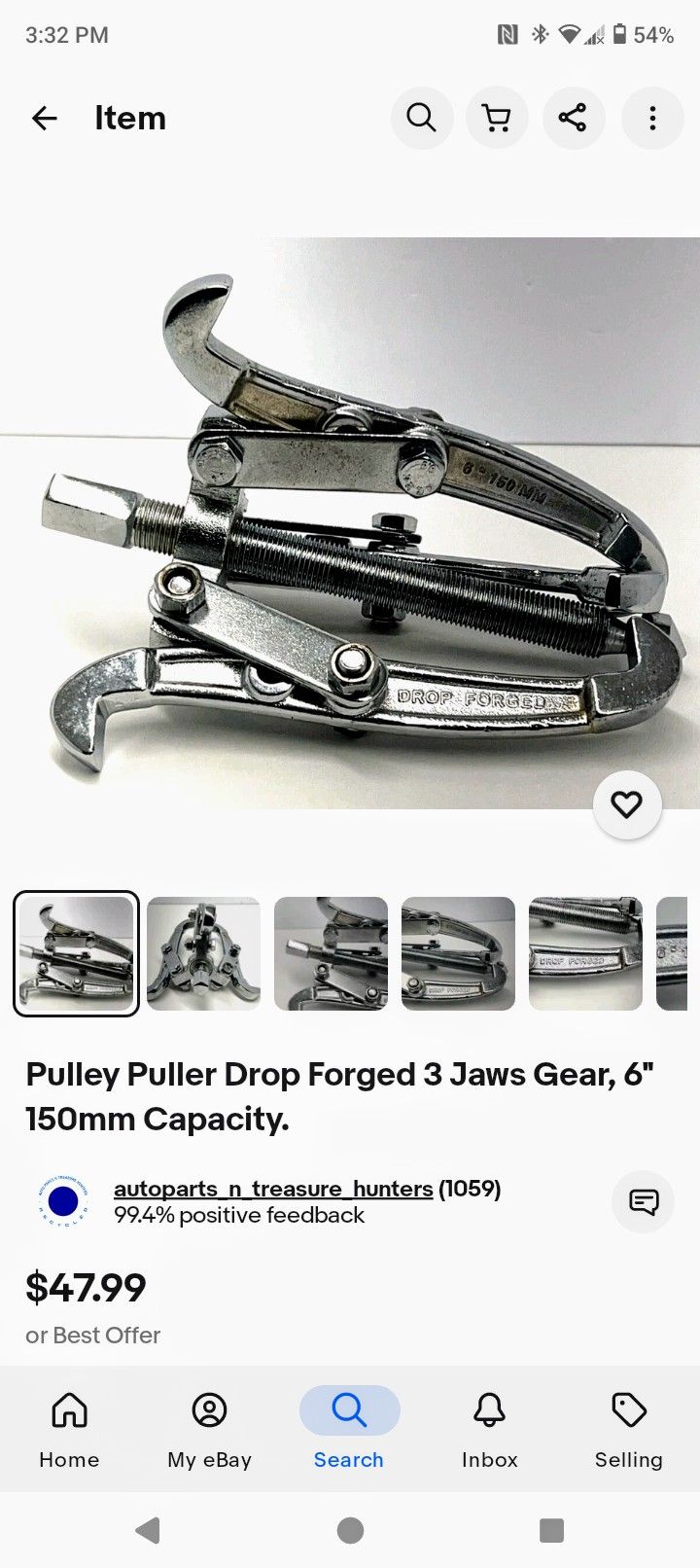 Pulley Puller Drop Forged 3" Jaws Gear 6" 150mm Capacity
