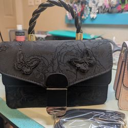 Pink And Black Butterfly Purses