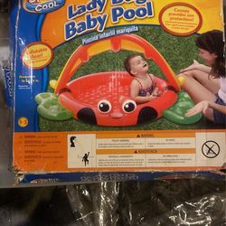 Ladybug Baby Pool With Canopy Provides Sun 