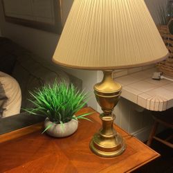Set Of Two Polished Brass Lamps