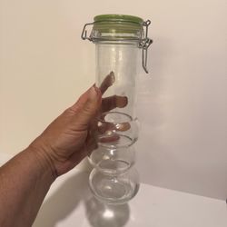 Vintage Bubble Bottle With Wire Bail and Green  Lid “Have A Nice Day” Storage