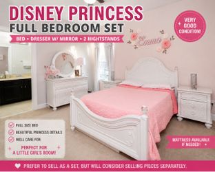 Disney Princess Full Bedroom Set – Bed, Dresser, Mirror & 2 Nightstands