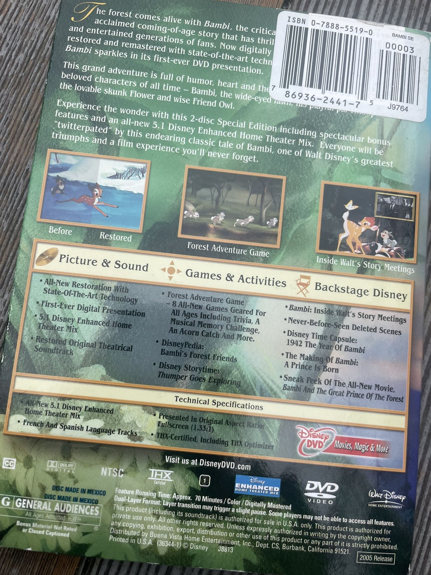 New Walt Disney Bambi DVD