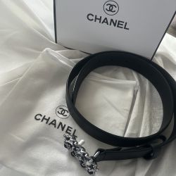 silver wrapped double C black belt 