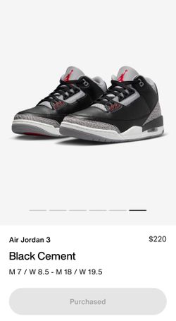 Jordan 3 black cement size 10