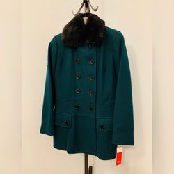 NWT! Espirit Double Breast, Fur Lined Wool Coat, Size: Medium