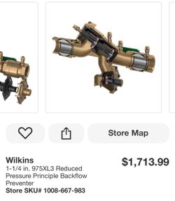 Wilkins 1-1/4 in. 975XL3 Reduced Pressure Principle Backflow Preventer