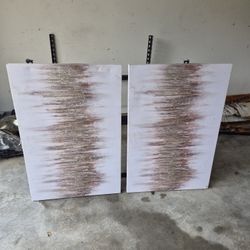 2 Gold Abstract Paintings