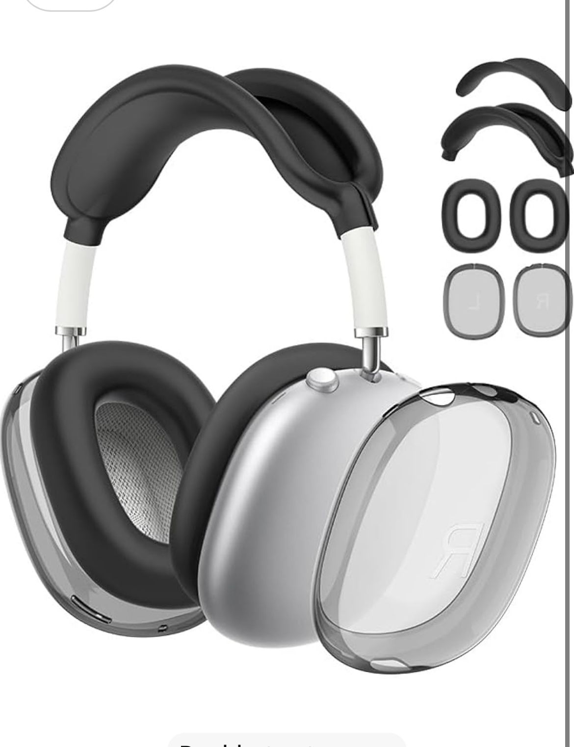Brand: SHEGINEL Silicone Case Cover for AirPods Max Headphones, Full Protection Clear TPU Ear Cups White Silicone Ear Pad Headband Covers Anti-Scratch