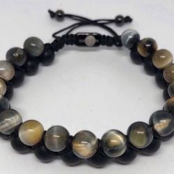Natural Tigers Eye/Onyx Gemstone Bracelet