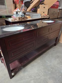 Belmont  72" Bathroom Vanity with Black Stone Top