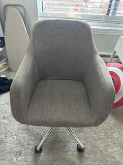 Modern Gray Upholstered Rolling Desk Chair – $25 OBO