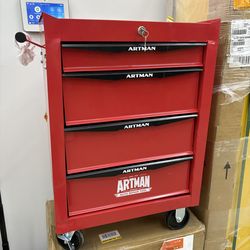 BRAND NEW WITH KEY Damodpoy 13 in. W 4-Drawer Rolling Metal Black and Red Tool Carts with Ball Bearing Drawer Slides and Steel Tool Storage Box