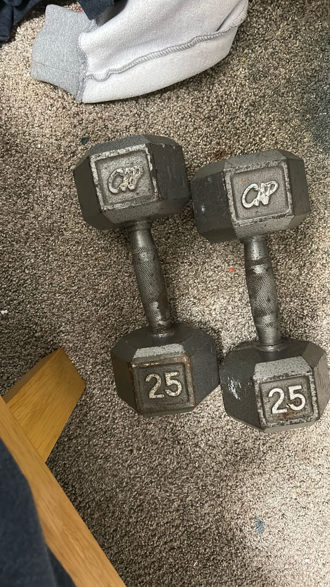 2, 25 pound dumbbells