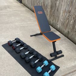 Bench And Weights 10 Lb 15 Lb 20 Lb 25 Lbs   