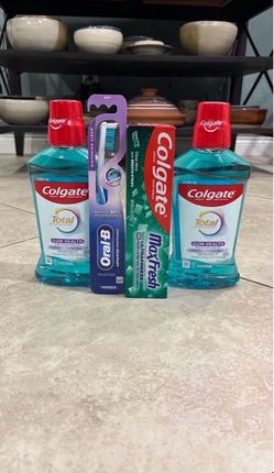 Colgate Total Mouthwash, Colgate Toothpaste, Oral B Toothbrush