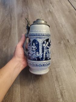 Vintage Sitzendorf Porcelain Lidded Beer Stein