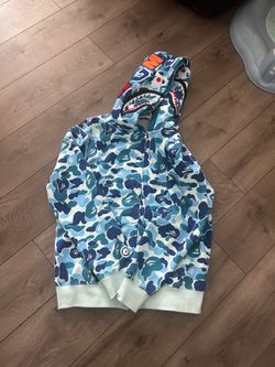 Blue double hood bape hoodie