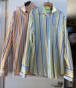 Bundle(2) Enyce Clothing Co Mens XXL &  3XL Multicolor Striped Cotton Button Up Shirts(Cuffs)