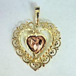 14K Gold 2-Tone Heart Pendant 