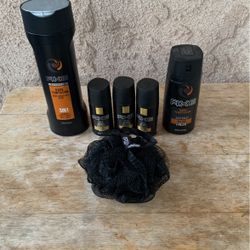 AXE DARK TEMPTATION 3IN1 BODY WASH,BODY SPRAYS,SPONGE INCLUDES TRAVEL BAG