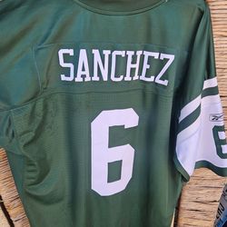 Vintage. New york JETS NFL Equipment REEBOK Unisex SANCHEZ Green/White Jersey #6. 2XL
