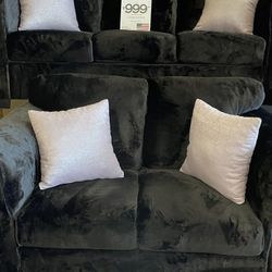 🇺🇸HUGE Blowout Furniture Sale!🇺🇸 Brand New Ultra Plush Black Sofa Loveseat Set! $50 Down Takes It Home Today!