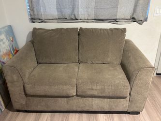 Tan Fabric Loveseat Sofa