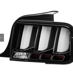 Sequential Tail Lights for 2005-2009 Ford Mustang Black Smoked LED Tube Signal Brake Lamps, Left + Right