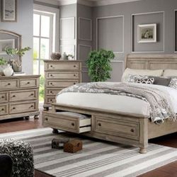 Brand New Gray Elegant 4pc Cal. King Size Bedroom Set