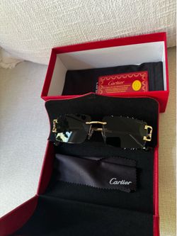 Cartier Diamond Cut Rimless C Decor Eyeglasses
