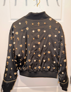 Just a beautiful, one-of-a-kind jacket adorned with different embellishments. Medium