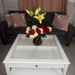 IKEA LIATORP White Coffee Table with Glass Top