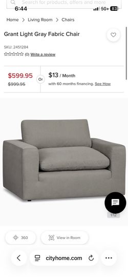 Grant Light Gray Fabric Chair