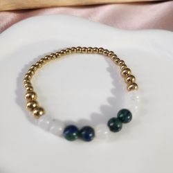 New Stainless Steel Malachite Stretchy Bracelet