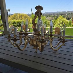 Vintage Antique Gold Brass Chandelier 
