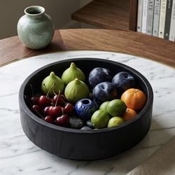 $12 for 1 or $20 for 2 -10”Matte Black Round Serving Wood Bowl