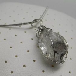 Wire Wrapped Herkimer Diamond Double-Terminated Quartz Crystal 19" Necklace