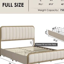 Lysette Velvet Upholstered Full Size Bed Frame 
