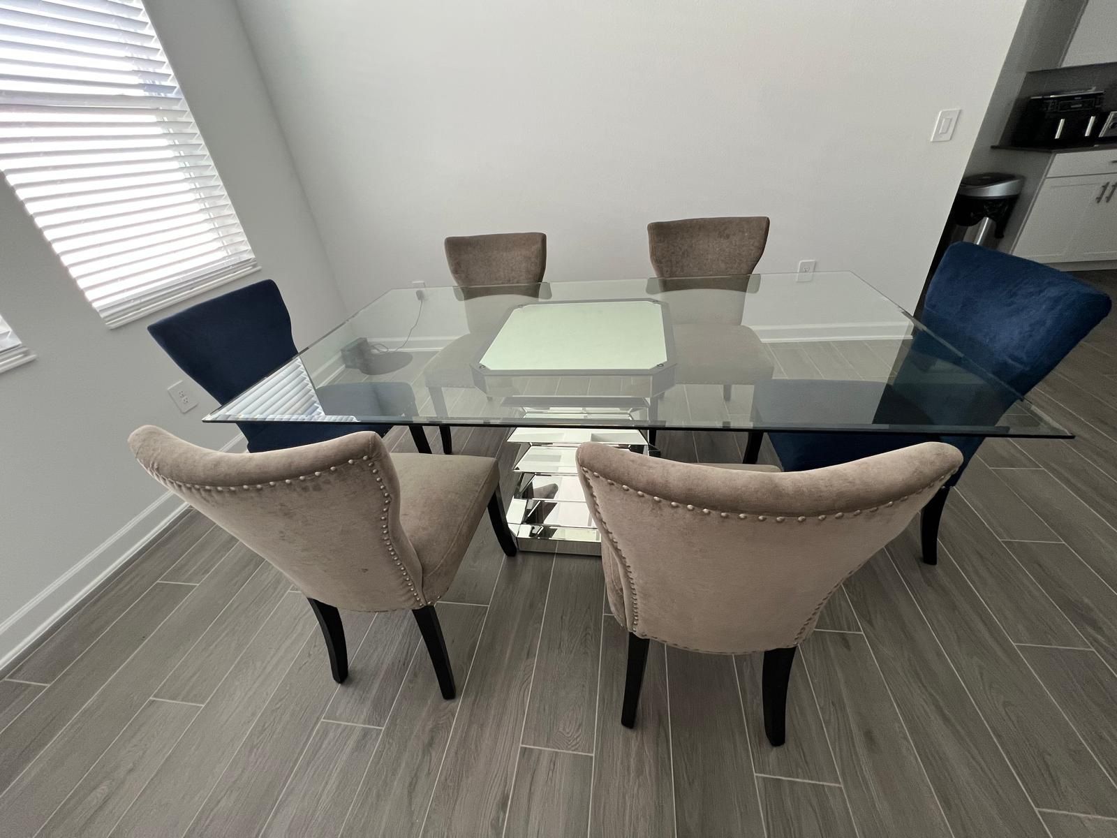 Dining Table with 6 Chairs β Tempered Glass