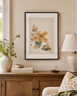Hand-Painted Floral & Fruit Painting – Framed, 22 × 31.5”
