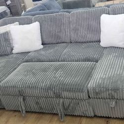 Sectional corduroy pull out sofa bed sleeper sofa