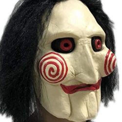  "SAW" Billy The Puppet "JIGSAW" Full Latex Mask With Hair For Halloween