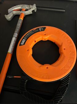 Klein Tools Grooved Fiberglass Fish Tape 50-Foot And 1/2 in. Aluminum Conduit Bender and Handle